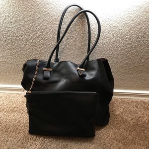 Black Tote with attached Makeup Bag